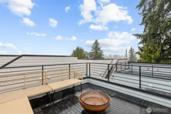 rooftop with views of lake washington and mount Baker