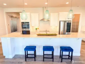 Granite countertops with island.