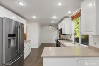 Spacious kitchen with stainless steel appliances