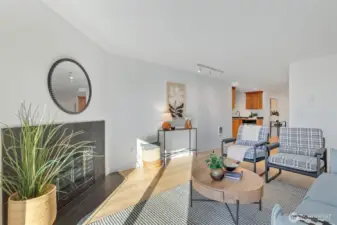 Light and bright living room. New floors and paint!