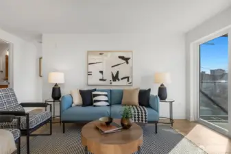 Light and bright living room. New floors and paint!