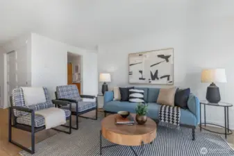 Light and bright living room. New floors and paint!