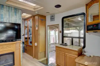 Flows to the bedroom and bathroom through the hall
