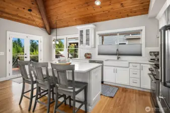 Island seating is perfect to enjoy conversation with guests during food prep.