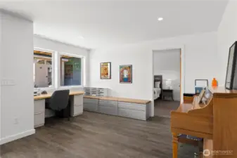 The lower level office/den offers a 2nd work from home space in addition to the 5 bedrooms