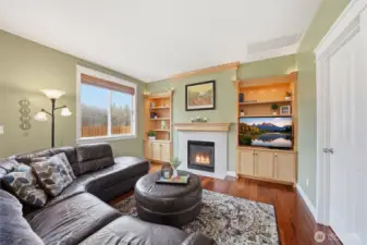 Enjoy the comfortable living room with gas fireplace