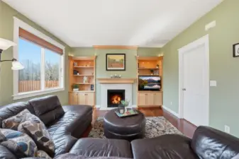 Beautiful built in bookcae and cabinets with lights