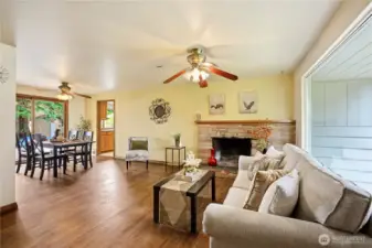 From entrance, living room, dining room