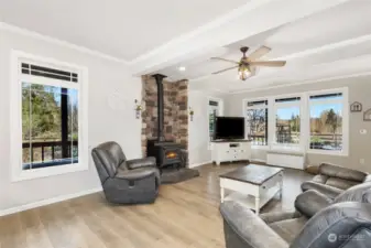 Living room with wood burning stove