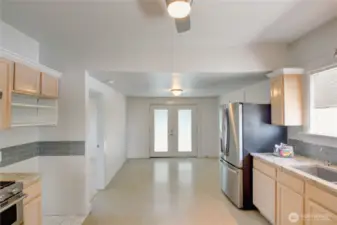 The French doors access the amazing deck area.