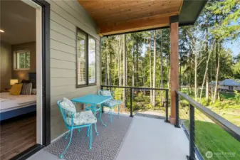 Covered balcony off primary suite