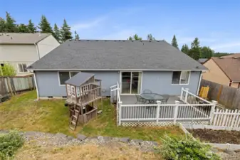 Back yard, deck, patio, play set