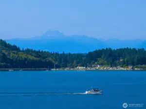 The Olympics are usually front and center and are often snow capped. When the haze burns off they are glorious!