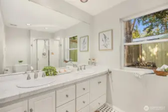 Primary bath with lots of natural light.