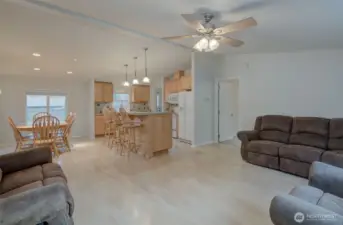 Living room looking towards dining room and kitchen.