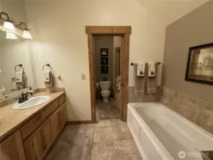 Jetted tub located in the master bathroom.