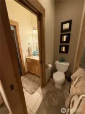 Master bathroom located on the upper level.