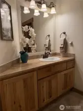 Master bathroom located on the upper level.