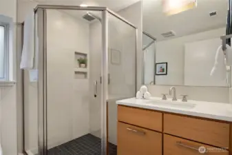 Beautifully updated three quarter bath on the lower level.