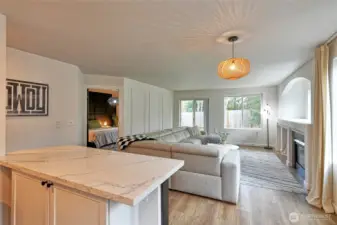Kitchen looking into living room