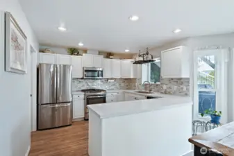 Newly updated kitchen with Quartz counters.