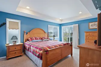 Master bedroom with sliding doors to private deck.