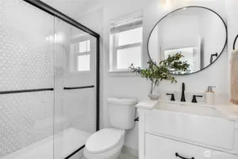 This bathroom is beautifully finished.