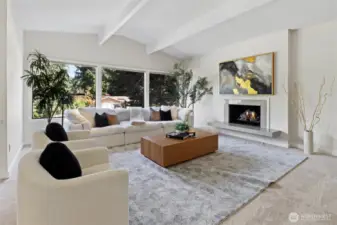 Vaulted ceilings, abundant natural light in the living room
