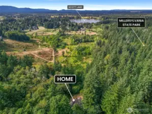 Aerial towards Scott Lake over the Golf Course