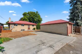 Lots of room for parking, patio furniture or raised garden.
