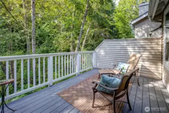 Enjoy nature from your private deck. Perfect for morning coffee!