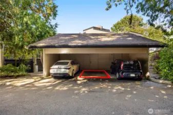 Extra 36sf of storage in covered carport parking spot.