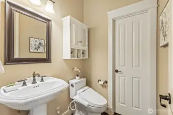 Handy half bath on the main level.
