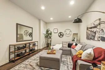 This huge rec room would make the perfect home gym or theater!