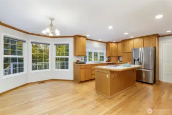 Spacious kitchen with eating area at the counter, or in the casual dining room