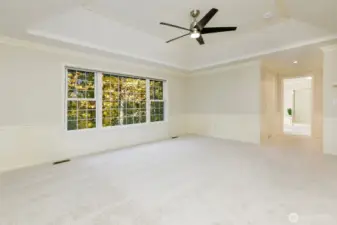 Second view of the primary suite.   Lots of windows here too with plenty of privacy provided by the tree lined backyard.