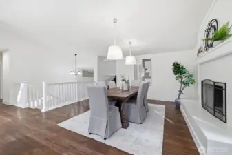 Dining area + kitchen (staged)