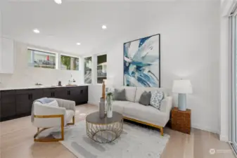 Stylish living room featuring modern finishes and abundant natural light.