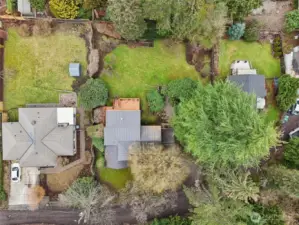 Aerial view showcases the 16,600 SqFt lot.