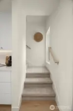 Photos of model home with similar finishes & floor plan.
