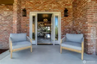 Front door entry features a specialty European high gloss paint, by "Fine Paints of Europe" giving visitors a glimpse of what's to come!