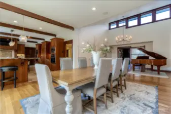 High transom windows accentuate the light open feel in the freshly painted main living area.