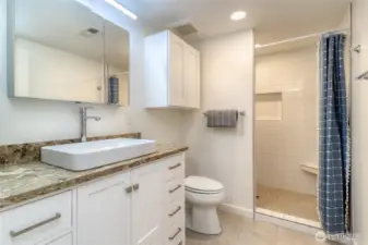 Updated 3/4 bath on lower level