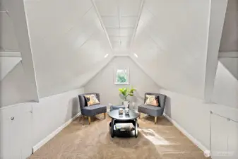Upstairs finished attic space - flexible options including play space, bonus space and more.