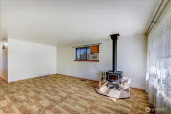 A wood burning stove could keep the home warm all winter