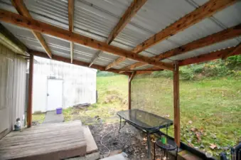 Covered area off back door.