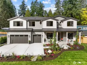 Hamish Anderson Custom Homes presents a one-of-a-kind NW Modern Craftsman in north Rose Hill. Expansive homesite with approx. 9,932 sq. ft., absolutely charming extended covered front porch, and a three-car garage.