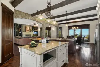 Kitchen looking towards living and dining