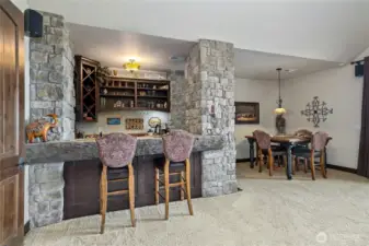 Custom wet bar and dining space