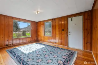 The living room welcomes you home.